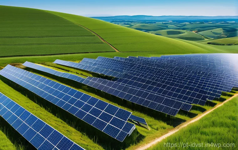 임팩트 투자 전문가가 추천하는 경로 - **Renewable Energy for a Brighter Future:** A stunning, photorealistic wide-angle shot of a cutting-...