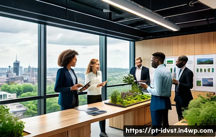 임팩트 투자와 기업의 성장 전략 - **Prompt 1: A Modern, Purpose-Driven Business Embracing ESG**
    "A vibrant, wide-angle shot of a d...
