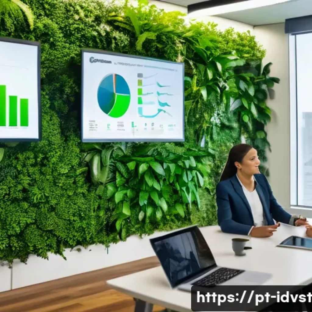 임팩트 투자와 ESG의 관계 - A modern Brazilian corporate office environment showcasing a diverse team of professionals engaging ...