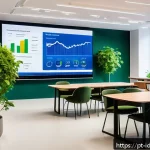 Home 21 임팩트 투자와 정부의 역할 - A vibrant modern government office environment where diverse professionals collaborate on sustainabl...