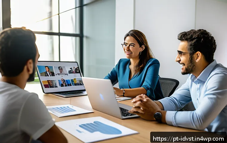 임팩트 투자자와의 협업 모델 - A professional business meeting scene in a modern S&atilde;o Paulo office, featuring a diverse group of Bra...